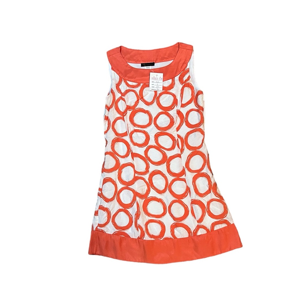 NWT size S, orange & white summer dress, boutique side zipper